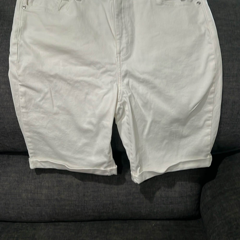 Women’s White Denim Bermuda Shorts